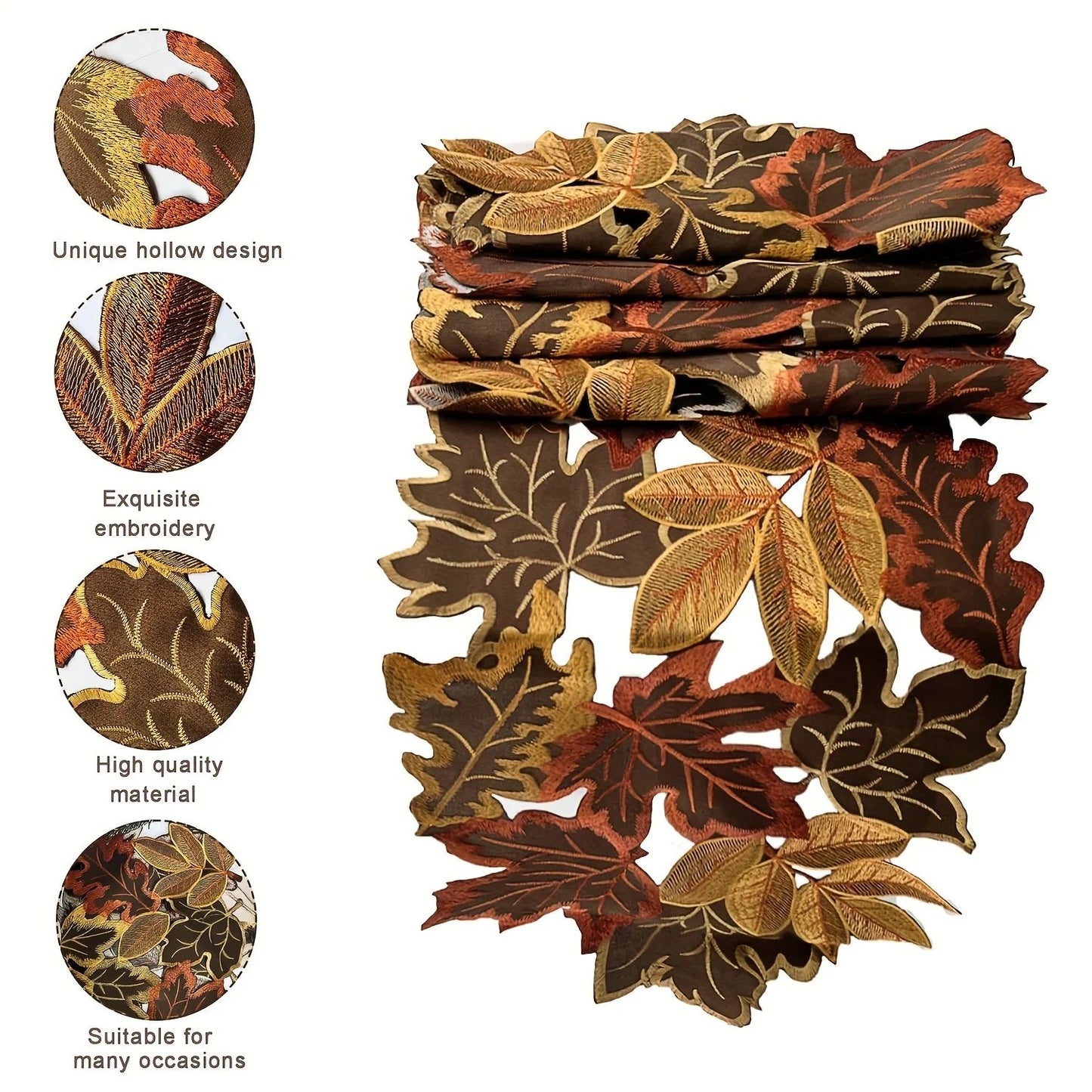 Autumn Maple Leaf Table Runner – Rustic Farmhouse Thanksgiving Table Decor