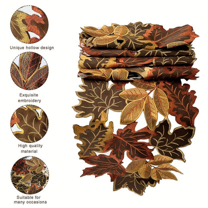 Autumn Maple Leaf Table Runner – Rustic Farmhouse Thanksgiving Table Decor