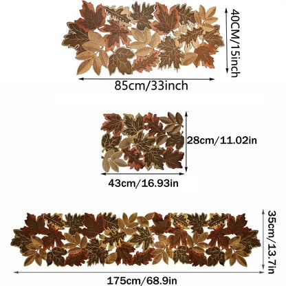 Autumn Maple Leaf Table Runner – Rustic Farmhouse Thanksgiving Table Decor