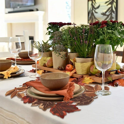 Autumn Maple Leaf Table Runner – Rustic Farmhouse Thanksgiving Table Decor