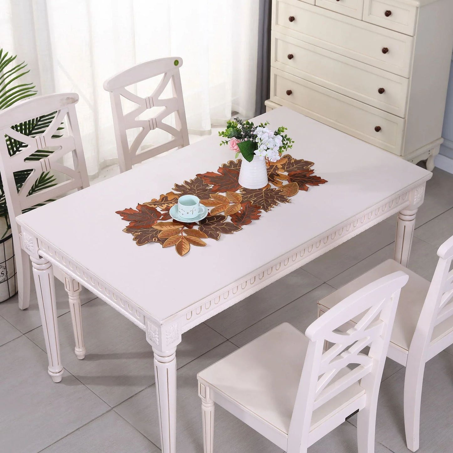 Autumn Maple Leaf Table Runner – Rustic Farmhouse Thanksgiving Table Decor