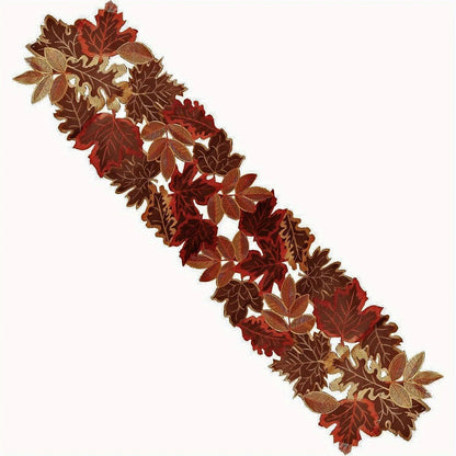 Autumn Maple Leaf Table Runner – Rustic Farmhouse Thanksgiving Table Decor