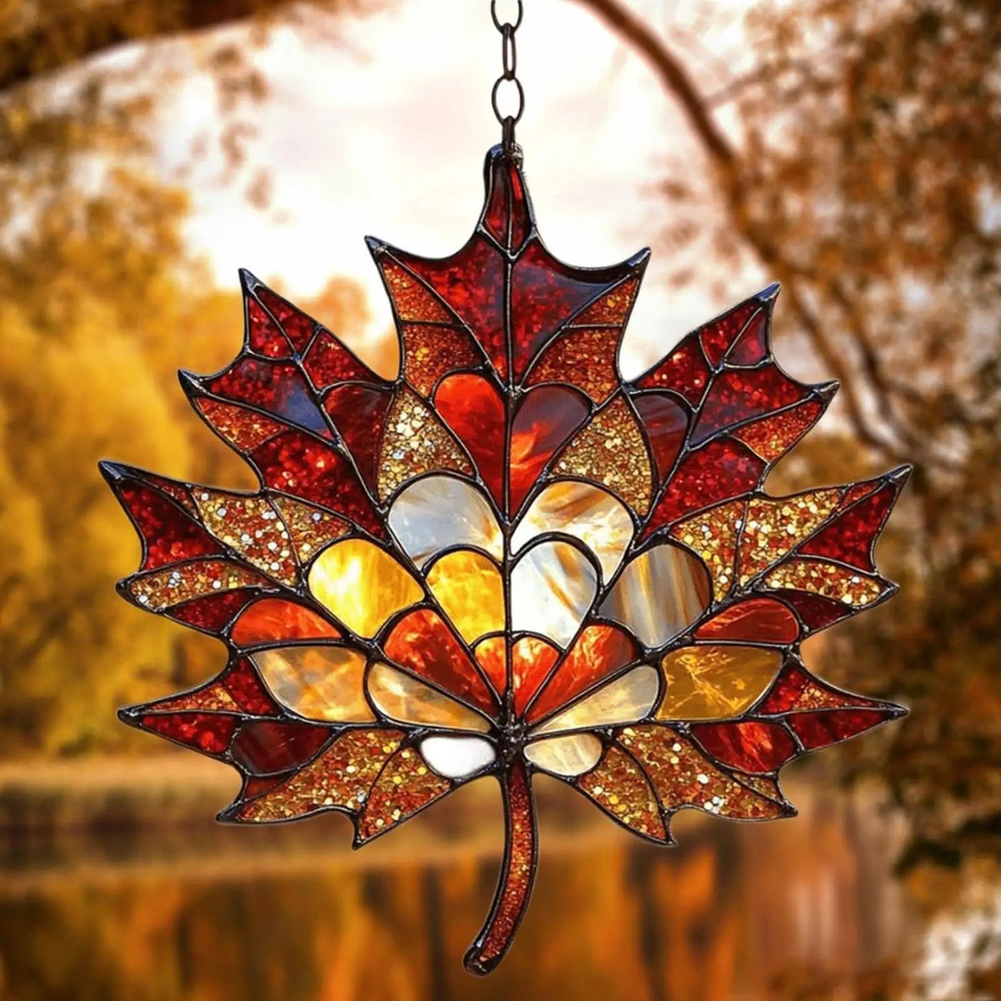 Maple Leaf Suncatcher Acrylic Window Hanging for Thanksgiving and Fall Decor