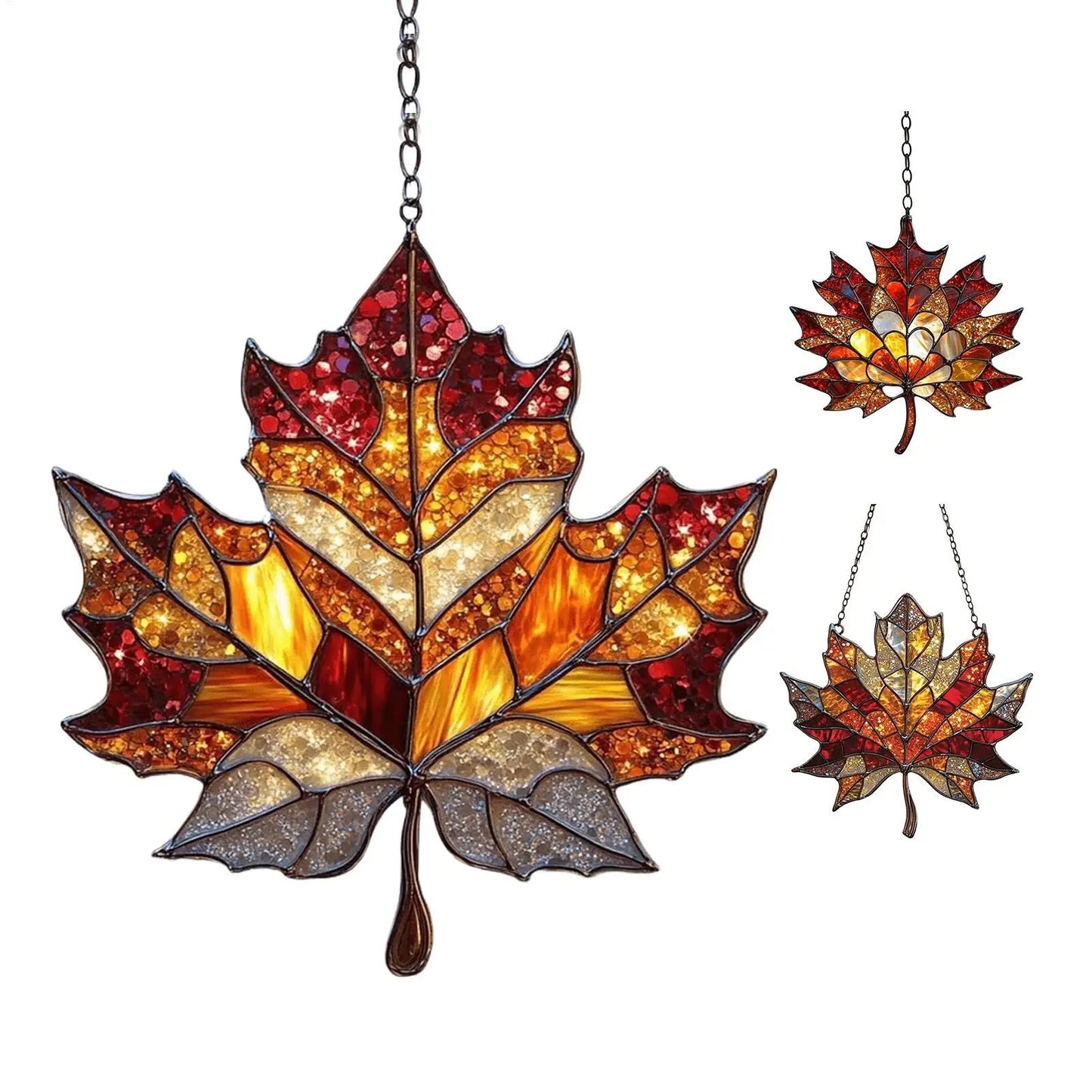 Maple Leaf Suncatcher Acrylic Window Hanging for Thanksgiving and Fall Decor