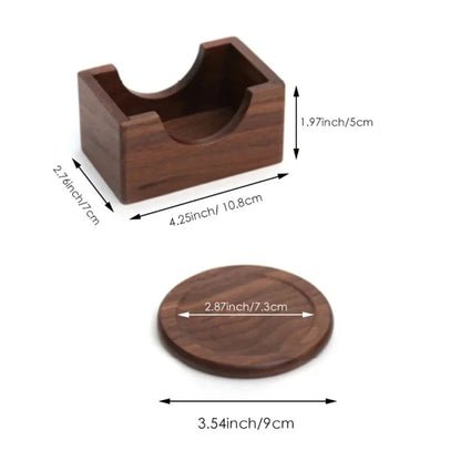 Walnut Wood Coasters Set – Elegant Round Coaster Set with Heat Protection for Everyday Living (6pcs set)