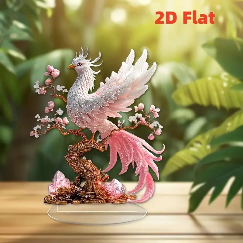 Crystal Phoenix Statue Desktop Decor