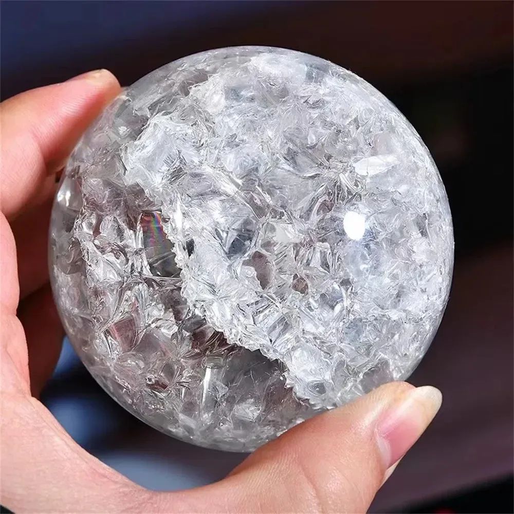 Ice Crack Crystal Glass Ball – K9 Quartz Feng Shui Magic Sphere Home Decor
