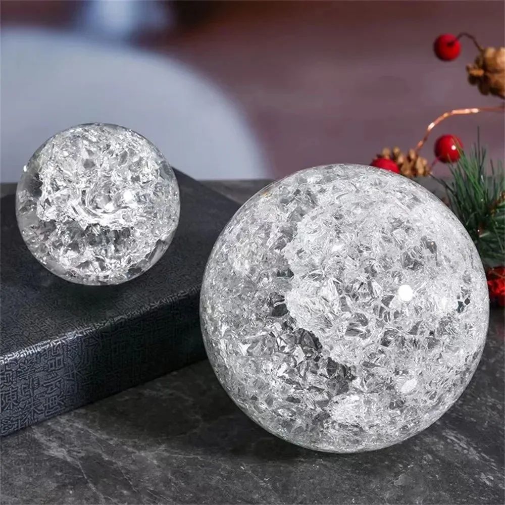 Ice Crack Crystal Glass Ball – K9 Quartz Feng Shui Magic Sphere Home Decor