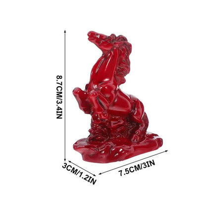 Feng Shui Red Horse Figurine Resin Wealth Success Office Desk Decor
