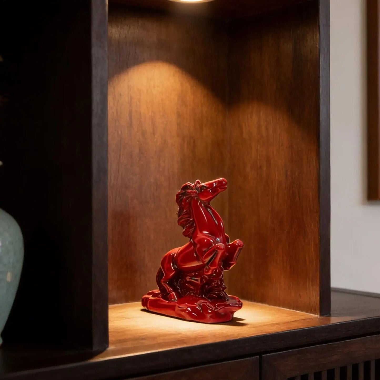 Feng Shui Red Horse Figurine Resin Wealth Success Office Desk Decor