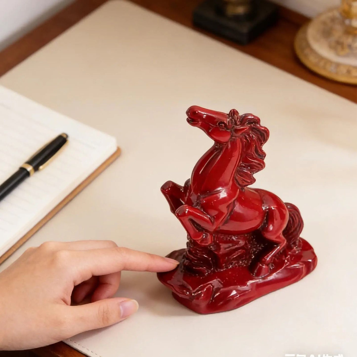 Feng Shui Red Horse Figurine Resin Wealth Success Office Desk Decor