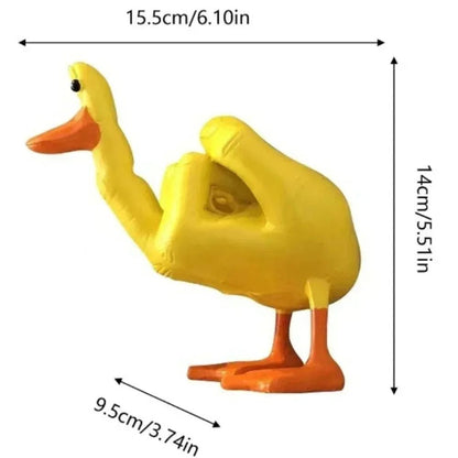 Funny Duck Statue Middle Finger Resin Figurine Cute Desk Decor Ornament