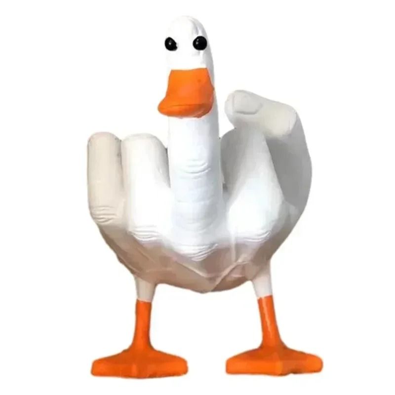 Funny Duck Statue Middle Finger Resin Figurine Cute Desk Decor Ornament