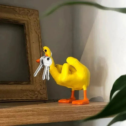 Funny Duck Statue Middle Finger Resin Figurine Cute Desk Decor Ornament
