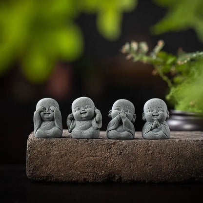 Zen Monk Statue Set Cute Little Monk Figurines Meditation Home Decor