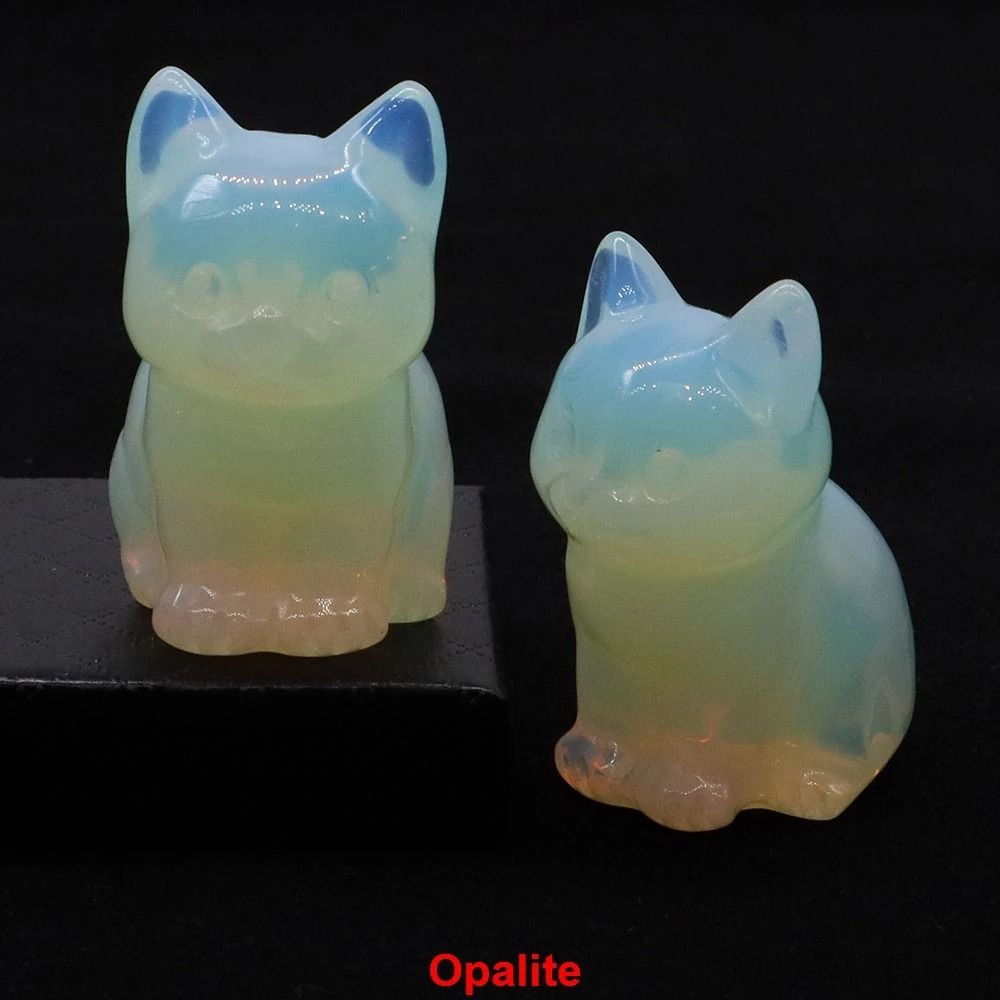 Natural Amethyst Crystal Cat Figurine Hand Carved Healing Stone Decor