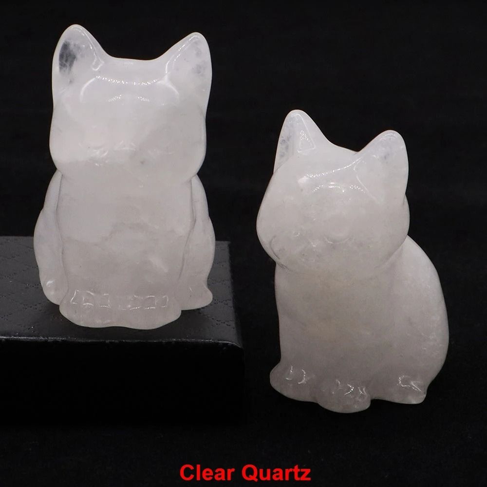 Natural Amethyst Crystal Cat Figurine Hand Carved Healing Stone Decor