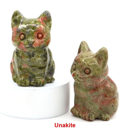 Natural Amethyst Crystal Cat Figurine Hand Carved Healing Stone Decor