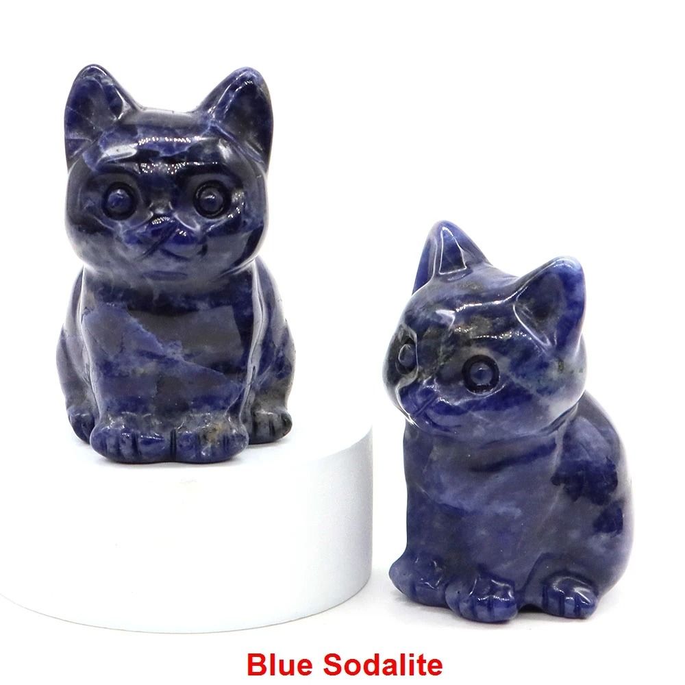 Natural Amethyst Crystal Cat Figurine Hand Carved Healing Stone Decor