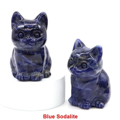 Natural Amethyst Crystal Cat Figurine Hand Carved Healing Stone Decor
