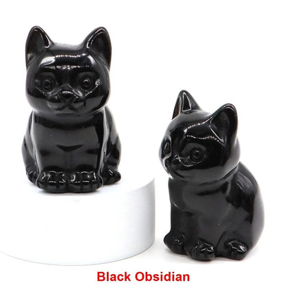 Natural Amethyst Crystal Cat Figurine Hand Carved Healing Stone Decor