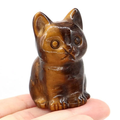 Natural Amethyst Crystal Cat Figurine Hand Carved Healing Stone Decor