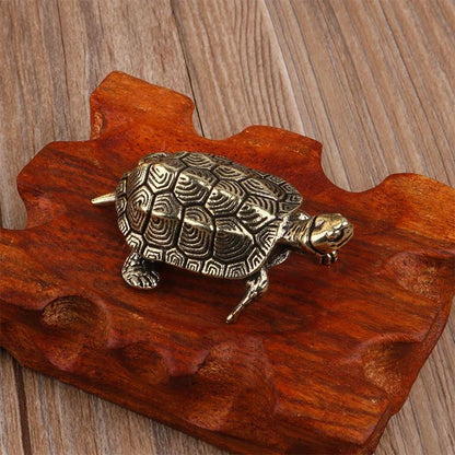 Vintage Brass Turtle Figurine – Feng Shui Copper Tortoise Desktop Ornament Decor