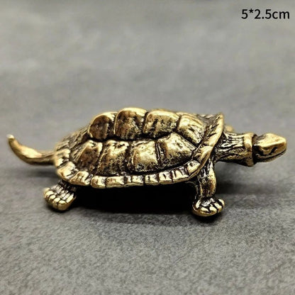 Vintage Brass Turtle Figurine – Feng Shui Copper Tortoise Desktop Ornament Decor