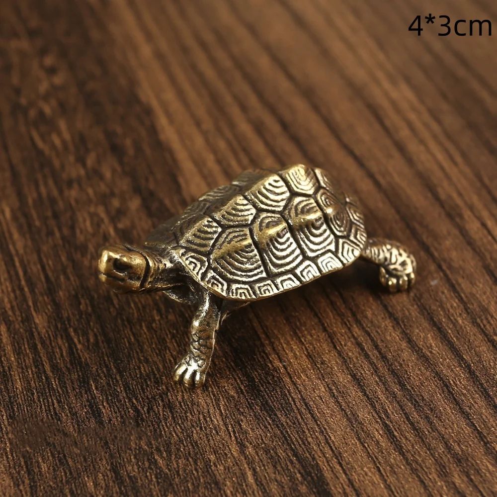 Vintage Brass Turtle Figurine – Feng Shui Copper Tortoise Desktop Ornament Decor