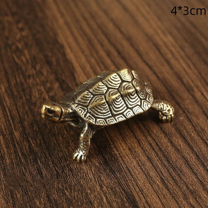 Vintage Brass Turtle Figurine – Feng Shui Copper Tortoise Desktop Ornament Decor