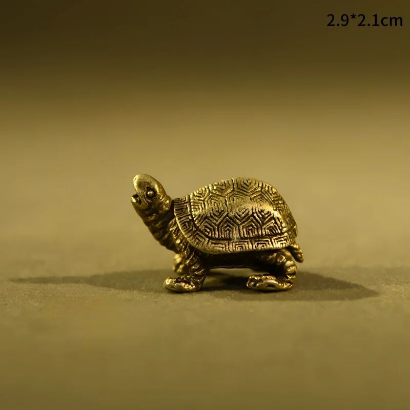 Vintage Brass Turtle Figurine – Feng Shui Copper Tortoise Desktop Ornament Decor