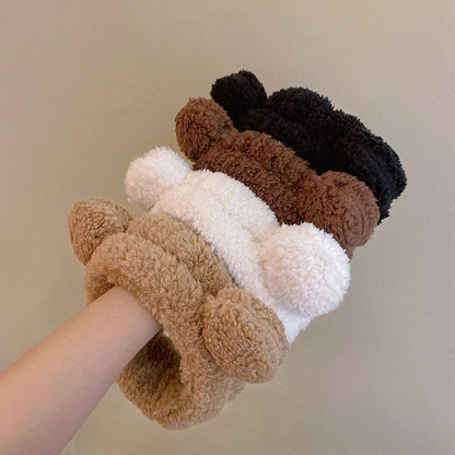 Cute Bear Spa Headband Plush Anti Slip Makeup Hair Band for Skincare Routine