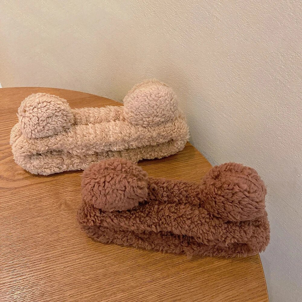 Cute Bear Spa Headband Plush Anti Slip Makeup Hair Band for Skincare Routine