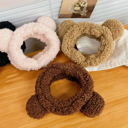 Cute Bear Spa Headband Plush Anti Slip Makeup Hair Band for Skincare Routine