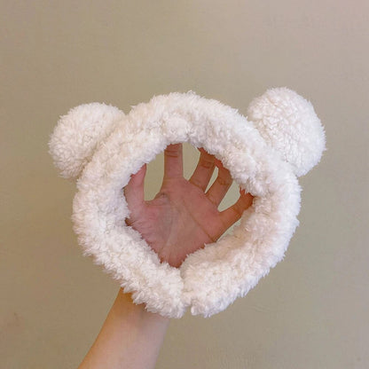 Cute Bear Spa Headband Plush Anti Slip Makeup Hair Band for Skincare Routine