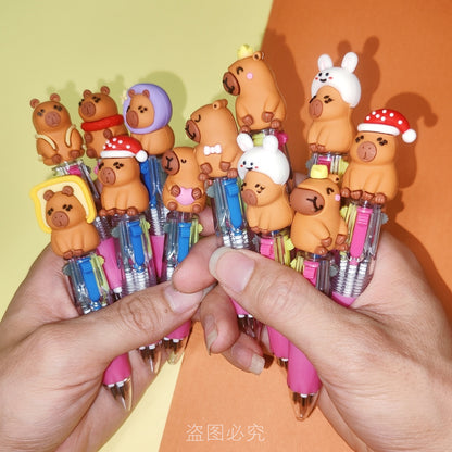 Capybara Multicolor Ballpoint Pens Set Cute 4 Color School Writing Pens