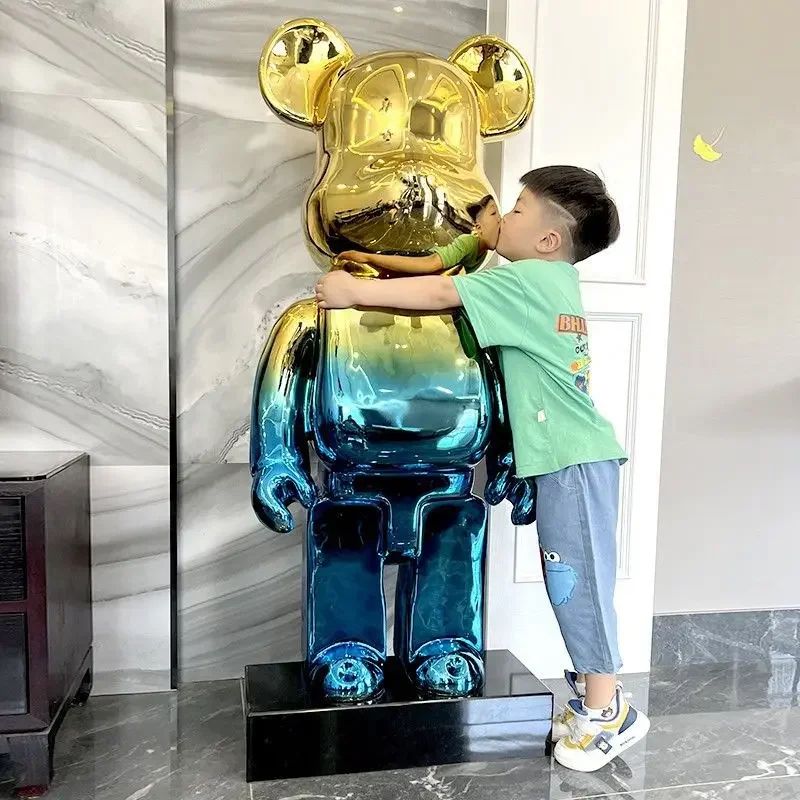 Luxe Mirror Bear Sculpture Resin Statue for Modern Home Decor