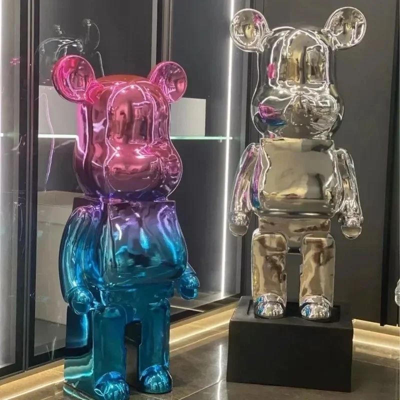 Luxe Mirror Bear Sculpture Resin Statue for Modern Home Decor