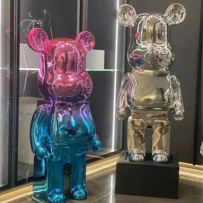 Luxe Mirror Bear Sculpture Resin Statue for Modern Home Decor