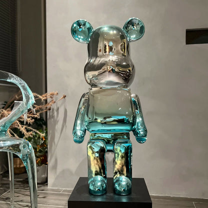 Luxe Mirror Bear Sculpture Resin Statue for Modern Home Decor