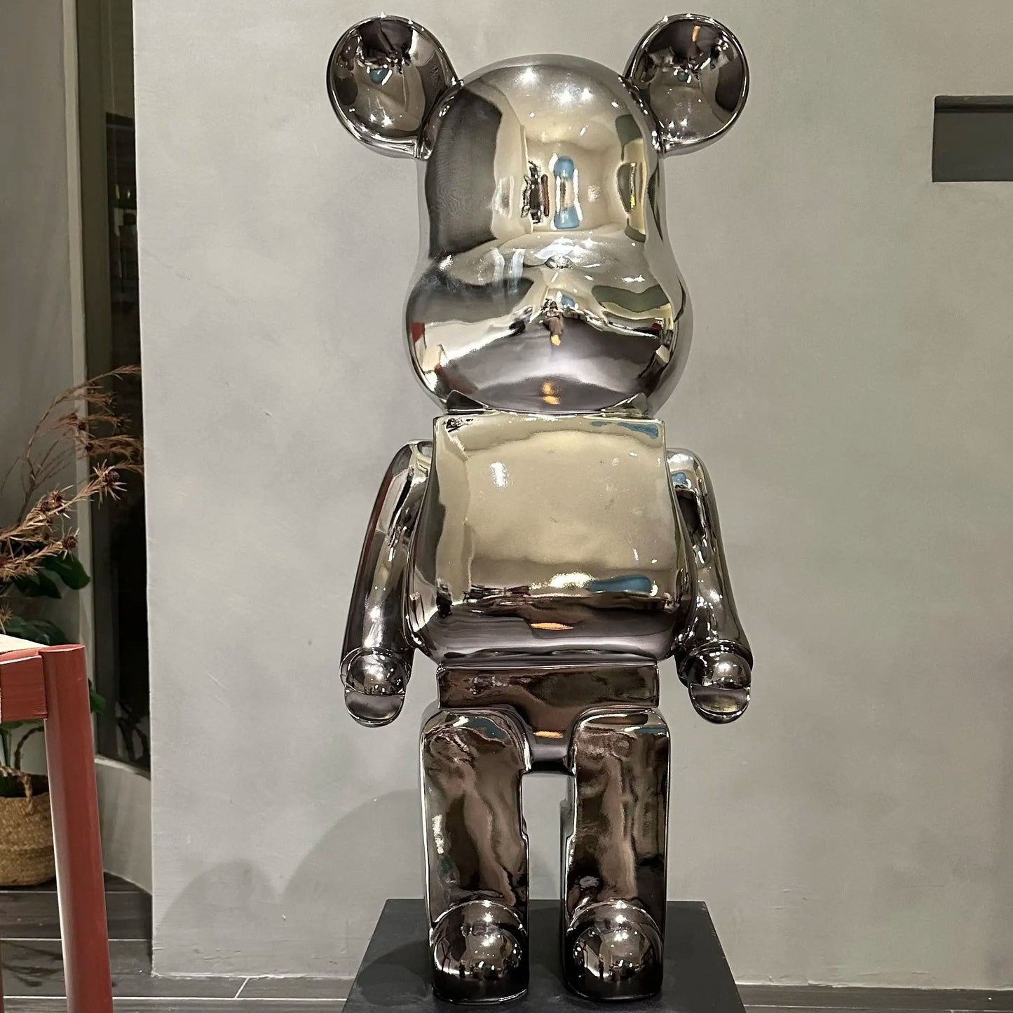 Luxe Mirror Bear Sculpture Resin Statue for Modern Home Decor