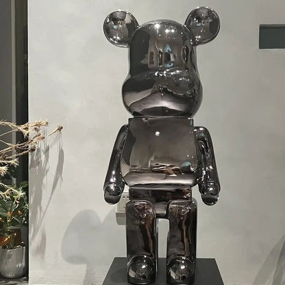 Luxe Mirror Bear Sculpture Resin Statue for Modern Home Decor