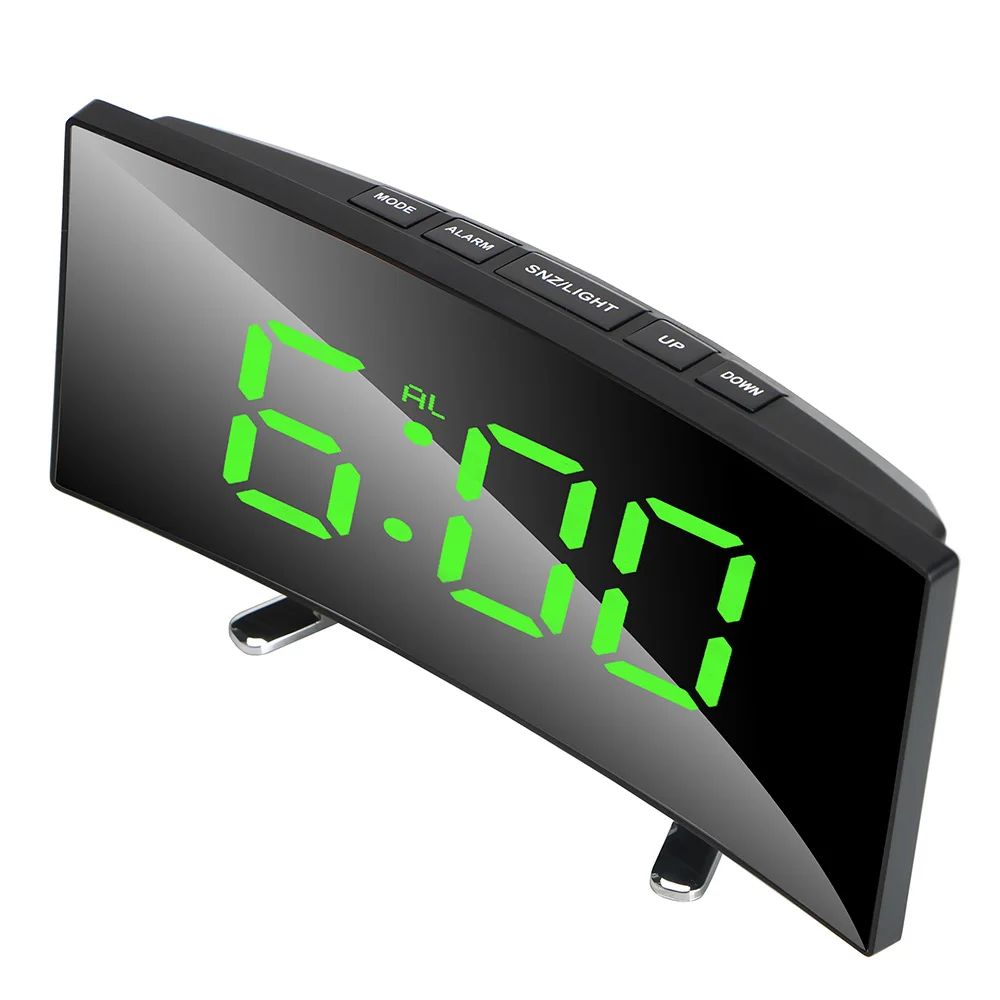 LED Mirror Digital Alarm Clock with Dimmable Display for Kids Bedroom & Modern Decor