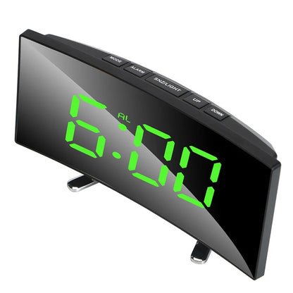 LED Mirror Digital Alarm Clock with Dimmable Display for Kids Bedroom & Modern Decor