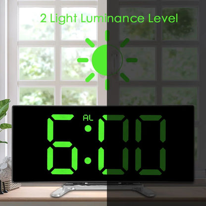 LED Mirror Digital Alarm Clock with Dimmable Display for Kids Bedroom & Modern Decor