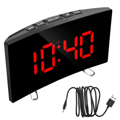 LED Mirror Digital Alarm Clock with Dimmable Display for Kids Bedroom & Modern Decor