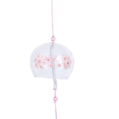 Japanese Sakura Glass Wind Chime – Handmade Clear Furin Bell for Home & Garden Decor