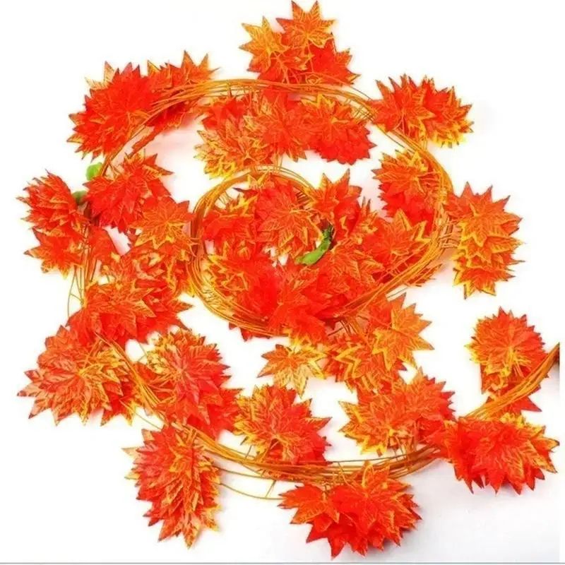 2.3M Artificial Maple Leaf Garland for Autumn & Holiday Decor