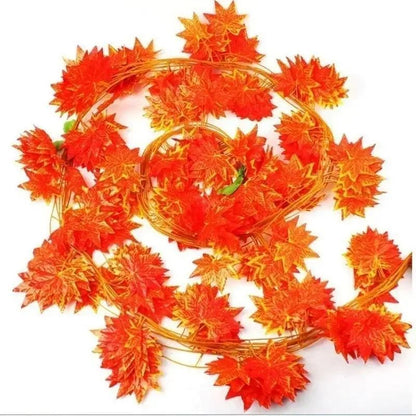 2.3M Artificial Maple Leaf Garland for Autumn & Holiday Decor
