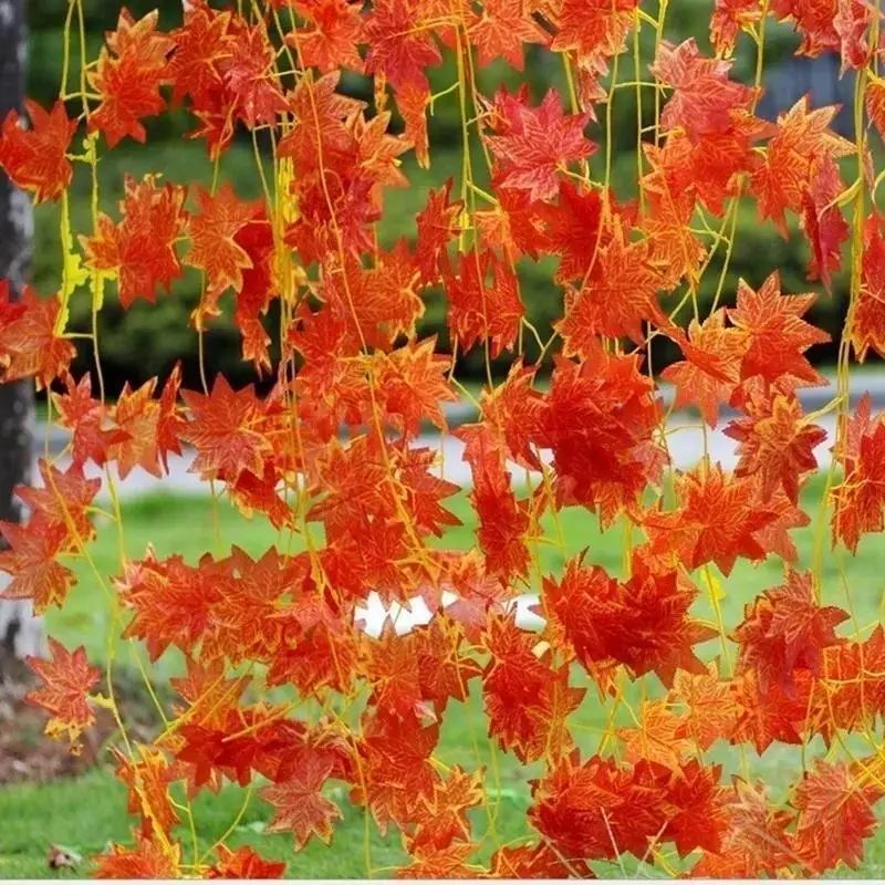 2.3M Artificial Maple Leaf Garland for Autumn & Holiday Decor